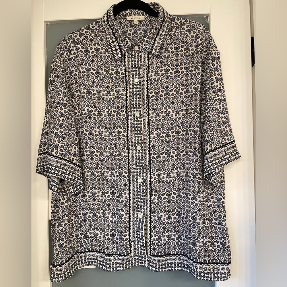 Max Studio Blue Floral Top